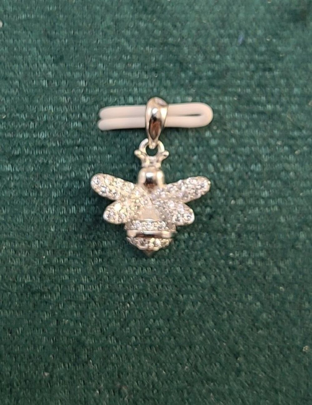 NWOT Sterling Silver Bee Pendant 925 Pave Insect Charm Nature Jewelry